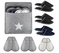 Pantoufles d'invité • Pantoufles en feutre pour invités • Lot de 6 chaussons d'invité • Pantoufles pour homme et femme • Avec sac de rangement Tailles : 36/39,40/42,43/45, Noir , Taille unique