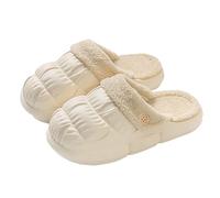 Pantoufles doublées de fourrure pour femme avec semelle souple en polyuréthane durable et antidérapant en mousse à mémoire de forme pour la maison - Unisexe - Uni - Pour couple, blanc, 38 2/3 EU