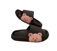 Pantoufles d'ours mignons, pantoufles pour femmes et hommes, pantoufles de douche, sandales de salle de bain, pantoufles de douche intérieures et extérieures à semelle épaisse et douce(noir,40-41)