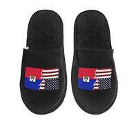 Pantoufles Drapeaux Déchirés Des États-Unis Et D'Haïti Doux Chaussons Légers Slippers Pour De Camping Outdoor Voyage M