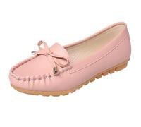 Pantoufles élégantes en cuir pour femme - Mocassins plats classiques - Mocassins décontractés, Rose, 37 EU