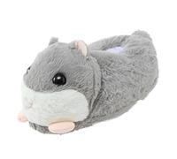 Pantoufles élégantes pour femme - Semelle souple - Chaude - Coton - Hamster - Peluche - Mode - Sac en coton - Tongs pour femme - Sport antidérapant - Chaud - Hiver, gris, Taille unique