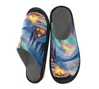 Pantoufles en bois Bonfire Aurora pour homme - Chaudes et pelucheuses - Semelles antidérapantes pour intérieur/extérieur, Aurore Maison en bois Bonfire, 40/41 EU