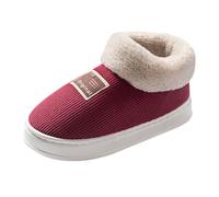 Pantoufles en coton à talons pour femme printemps et automne hiver pour femme - Garde au chaud - Bas épais - Antidérapant à la maison - Plus velours - Pieds chauds - Pantoufles en coton, Bordeaux, 38