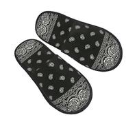 Pantoufles En Coton Bandana Bandana Pai-Sley Noir Peluche Slippers Cozy Chaussons Invités Pour Spa Invité Homme M