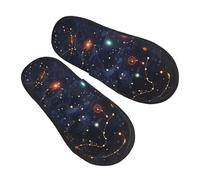 Pantoufles En Coton Carte Des Constellations D'Étoiles Portative Slippers Légers Chaussons Maison Pour Hôtels Chambre Voyage M