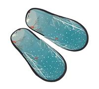 Pantoufles En Coton Joyeux Noël Bouleau Lavables Pantoufles Légers Chaussons Pour D'Intérieur Chambre Unisex L