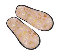 Pantoufles En Coton Léopard Ombré Roses Doré Pailleté Lavables Pantoufles Portative Chaussons Invités Pour Spa Homme Automne L