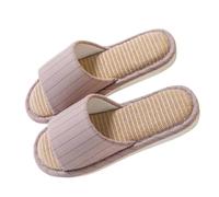 Pantoufles en coton pour femme - Bout ouvert - Doux et léger - Sangle transversale - Pour homme et femme - Chaussures plates et douillettes - Pantoufles d'intérieur, Rose, 38 EU