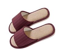 Pantoufles en coton pour femme - Bout ouvert - Doux et léger - Sangle transversale - Pour homme et femme - Chaussures plates et douillettes - Pantoufles d'intérieur, Bordeaux, 36 EU