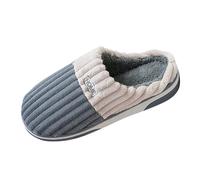Pantoufles en coton pour homme, printemps, automne et hiver, mode d'intérieur à rayures, couleur contrastée, en peluche, chaud, grande taille, taille 15/16, gris, 42 1/3 EU