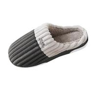 Pantoufles en coton rayées couleur contrastée pour hommes, pantoufles chaudes d'intérieur en peluche grande taille, à la , printemps, automne et hiver Bottes Courtes Pour Hommes Sans Talon (Black, 40)