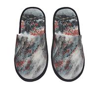 Pantoufles En Feutre Personnalité De L'Encre De Peinture Chinoise Unisexe Slippers Antidérapant Chaussons Pour Invité Femmes Camping M
