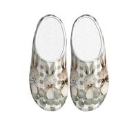 Pantoufles en flanelle avec motif de feuilles de lapin pour homme - Antidérapantes - Chaudes - Pour l'intérieur et l'extérieur, multicolore, X-Small