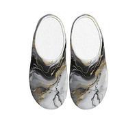 Pantoufles en flanelle pour femme - Motif marbre abstrait gris - Pour homme - Mer - Océan - Art antidérapant - Chaussures d'hiver chaudes pour intérieur et extérieur, multicolore, 3X-Large