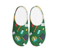 Pantoufles en flanelle pour homme et femme - Avec règle crayon - Antidérapantes - Chaudes - Pour l'intérieur et l'extérieur, multicolore, X-Small