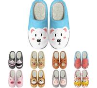 Pantoufles en forme d'animal pour femme - Chaussons mignons pour femme - Joli ours imprimé - Sliders roses - Requin noir - Motif lion jaune - Avec motif animal - Avec chien et chat, Rouge, 40 2/3 EU