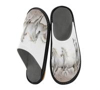 Pantoufles en forme de cheval blanc pour homme et femme - Motif animal mignon - Chaussons d'intérieur - Chaussettes d'intérieur - Chaussures de chambre à coucher ou de voyage, multicolore, 42/44 EU