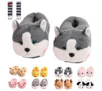 Pantoufles en forme de cochon - Chaudes et antidérapantes - En coton - Pour hamster, canard, tigre, chien, élan, Husky, 38 EU