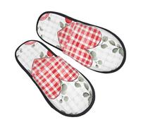 Pantoufles en forme de cœur à carreaux de buffle pour femme et homme - Chaussons d'intérieur confortables en mousse à mémoire de forme - Chaussures de voyage pour chambre à coucher, multicolore, 6/8