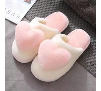 Pantoufles en forme de cœur moelleuses, pantoufles d'intérieur confortables pour la chambre à coucher, pantoufles intéressantes pour hommes et femmes, pantoufles d'automne/hiver en peluche antidérapan