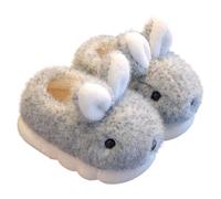 Pantoufles en forme de lapin pour filles - Chaudes - Antidérapantes et douces - Confortables - Pour l'intérieur et l'extérieur, Gris A, 33 EU