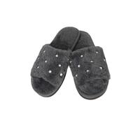 Pantoufles en fourrure ornées de perles femme Marilyn Gris 38/39