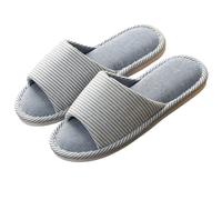 Pantoufles en lin pour femme et homme - Pantoufles en coton super douces - Pour chambre à coucher - Pantoufles d'hiver tricotées - Antidérapantes - Pour le bain et l'intérieur, b, 42 EU