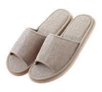 Pantoufles en lin pour homme et femme - En mousse à mémoire de forme - Antidérapantes - Légères à bout ouvert - Chaussures d'été antidérapantes pour l'intérieur et l'extérieur - Pour chambre à coucher