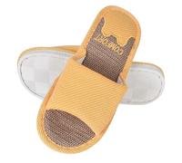 Pantoufles en Lin Respirantes, Pantoufles de Maison de Printemps et d'Automne d'Ours de Dessin Animé (Jaune, Adulte, Femme, 40, Numérique (intervalle), Système Taille Chaussures EU, 41, Moyen)