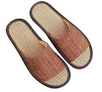 Pantoufles en Lin Unisexes à Bout Ouvert, Espadrilles Plates Respirantes pour Femmes, Pantoufles Confortables Respirantes pour Une Utilisation intérieure extérieure (Couleur : Rouge, Taille : 39/40