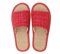 Pantoufles en Lin Unisexes à Bout Ouvert, Espadrilles Plates Respirantes pour Femmes, Pantoufles Confortables Respirantes pour Une Utilisation intérieure extérieure (Couleur : Rouge, Taille : 39/40