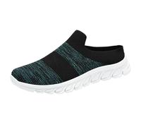 Pantoufles en maille pour homme, style tricoté, chaussures décontractées et confortables, légères, chaussures de sport d'extérieur à fond doux, chaussures antidérapantes simples, demi-glissement