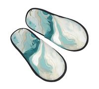 Pantoufles en marbre bleu sarcelle turquoise pour homme et femme - Art abstrait - Antidérapantes - Confortables - En mousse à mémoire de forme - Pour chambre à coucher, voyage, multicolore, 8/11 UK