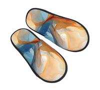 Pantoufles en marbre pour homme et femme - Bleu et orange - Antidérapantes - Confortables - En mousse à mémoire de forme - Pour chambre à coucher, voyage, multicolore, 8/11 UK Men/ 9.5/11.5 UK Women