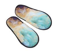 Pantoufles en marbre violet turquoise pour homme et femme - Pantoufles d'intérieur antidérapantes et confortables en mousse à mémoire de forme - Chaussures de voyage pour chambre à coucher