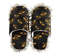 Pantoufles en microfibre pour nettoyage du sol de la maison, Nightmare Bees Yellow Black Hallowen, Medium