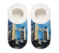 Pantoufles en mousse à mémoire de forme antidérapantes pour homme et femme Motif feux d'artifice de Londres, multicolore, 6/6.5 UK Wide