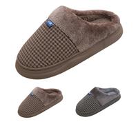 Pantoufles en mousse à mémoire de forme pour homme - Pantoufles en peluche pour homme - Pantoufles décontractées avec chaussures en laine pelucheuse pour intérieur et extérieur - Chaussures d'hiver