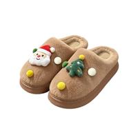 Pantoufles en peluche à bout fermé avec bonhommes de neige de noël, diapositives en coton d'intérieur d'hiver (B04,38-39)
