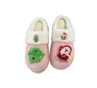 Pantoufles en peluche à bout fermé avec bonhommes de neige de noël, diapositives en coton d'intérieur d'hiver (A05,42-43)