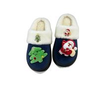 Pantoufles en peluche à bout fermé avec bonhommes de neige de noël, diapositives en coton d'intérieur d'hiver (A02,36-37)