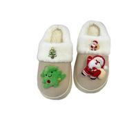 Pantoufles en peluche à bout fermé avec bonhommes de neige de noël, diapositives en coton d'intérieur d'hiver (A04,36-37)