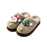 Pantoufles en peluche à bout fermé avec bonhommes de neige de noël, diapositives en coton d'intérieur d'hiver (B03,38-39)