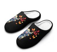 Pantoufles En Peluche Éléphant Papillon Pantoufles Moelleuses Pour Homme | Chaussons Antidérapants Respirantes Pantoufles Pour Intérieur Chambre Extérieur