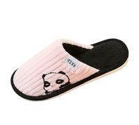 Pantoufles en peluche moelleuse pour femme - Fermées - Antidérapantes, Rose