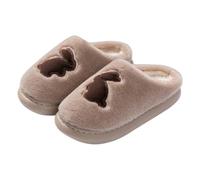 Pantoufles en peluche pour femme avec nœud sur le devant | Chaussons en coton avec motif lapin, moelleux, confortables, douces, chaudes, en mousse à mémoire de forme
