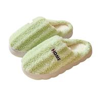 Pantoufles en peluche pour femme - Chaussures d'hiver chaudes et moelleuses - Pantoufles d'hiver confortables et tendance - Pour l'intérieur et l'extérieur, vert, 38 EU