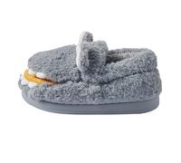 Pantoufles en peluche pour femme - En forme de crocodile - Antidérapantes - Fermées - Pour l'hiver - Doux et confortables, gris, 40 EU