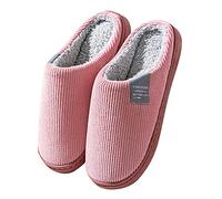 Pantoufles en peluche pour femme - Semelle antidérapante - Coupe large - Sandales de randonnée confortables - Chaussons d'intérieur - Chaussons fermés - Chaussons d'extérieur, Rose, 36 EU